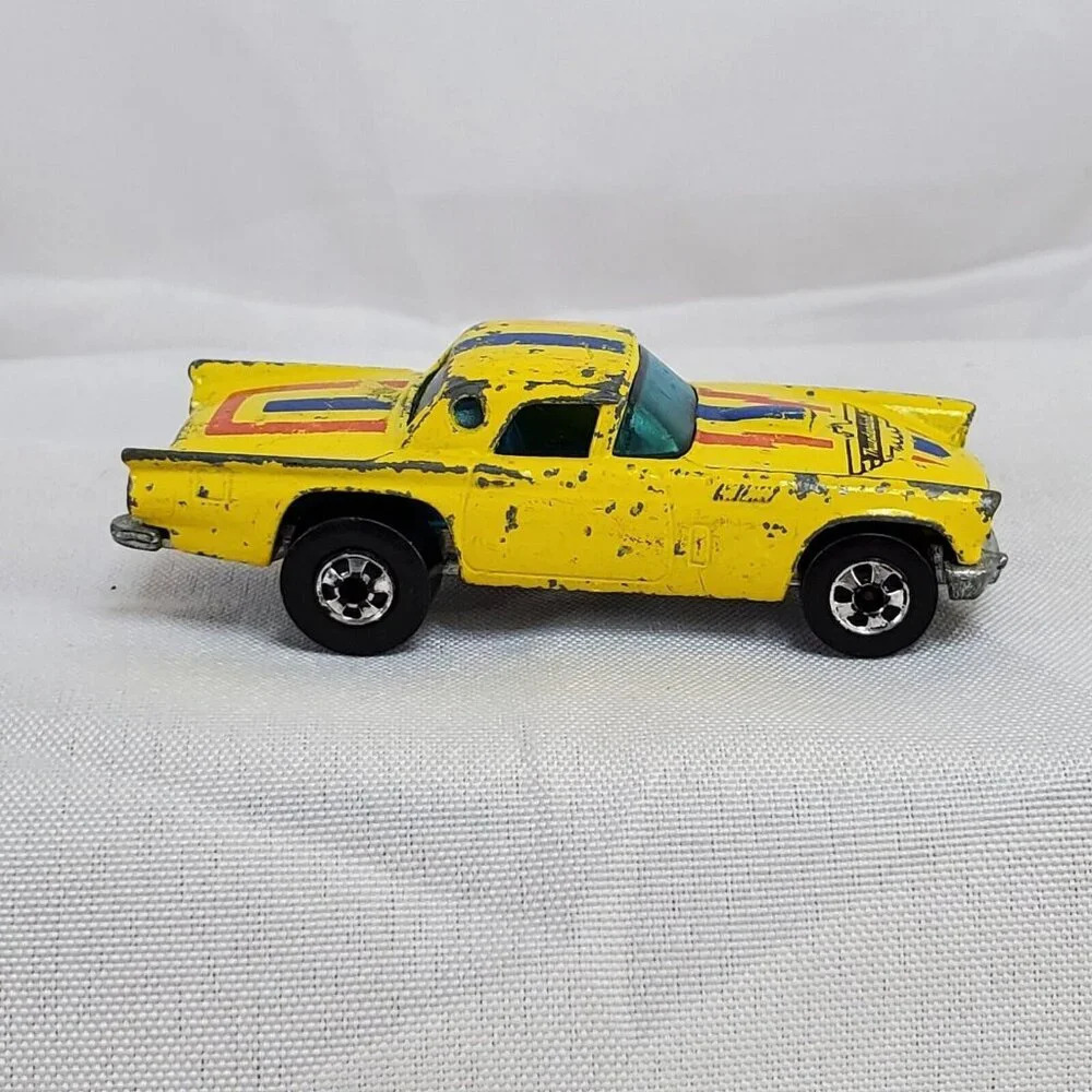 Vintage Hot Wheels '57 Ford T-Bird Coupe Yellow Hong Kong 1977 Blackwall - LOOSE